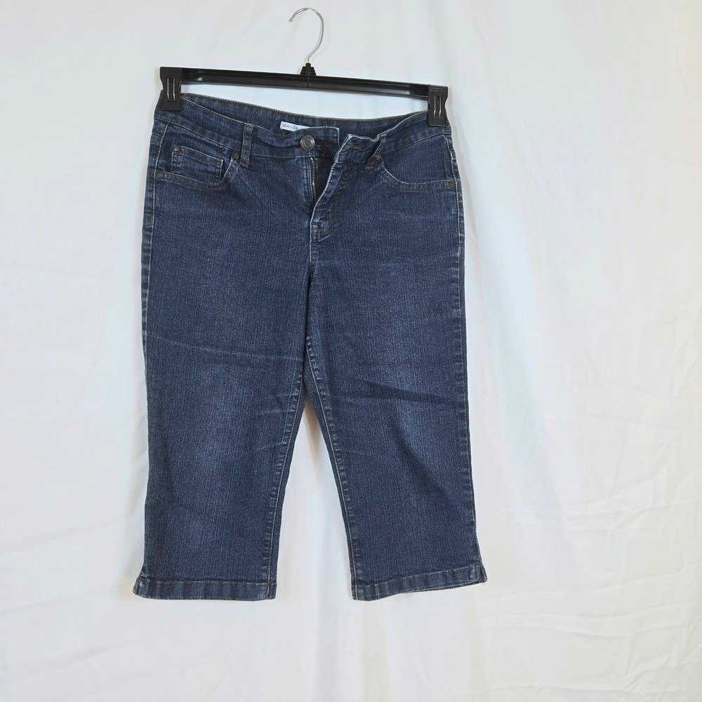 BandolinoBlu Vtg Womens Mandie Dark Wash Embellished 5 Pocket Capri Jeans 8P Y2K
